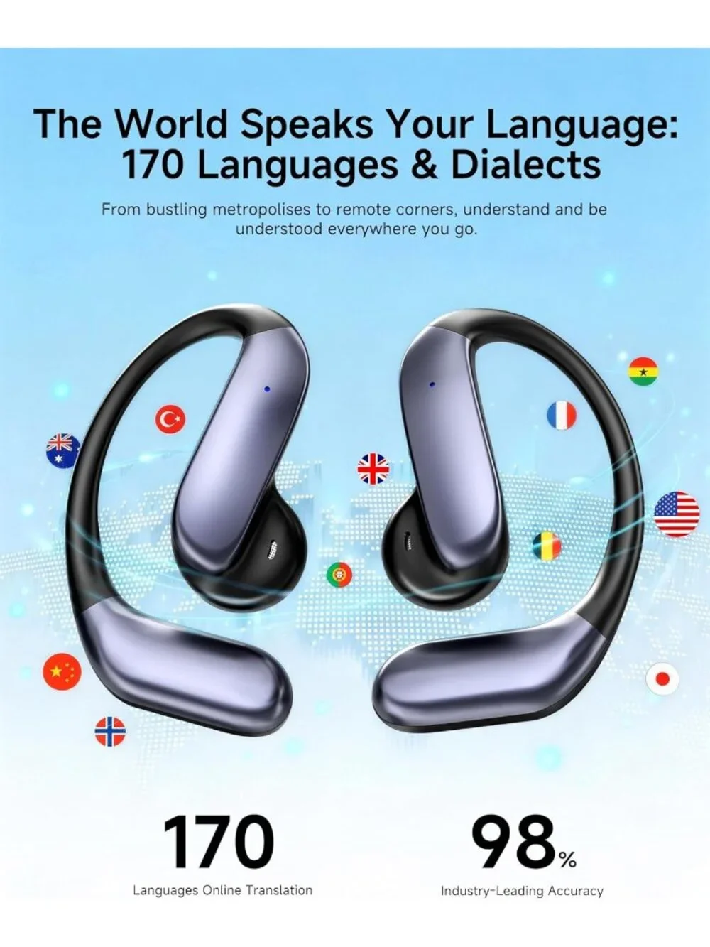 AI Translation Earbuds: 170 Languages & Real-Time Translator Bluetooth 6.0 & ENC